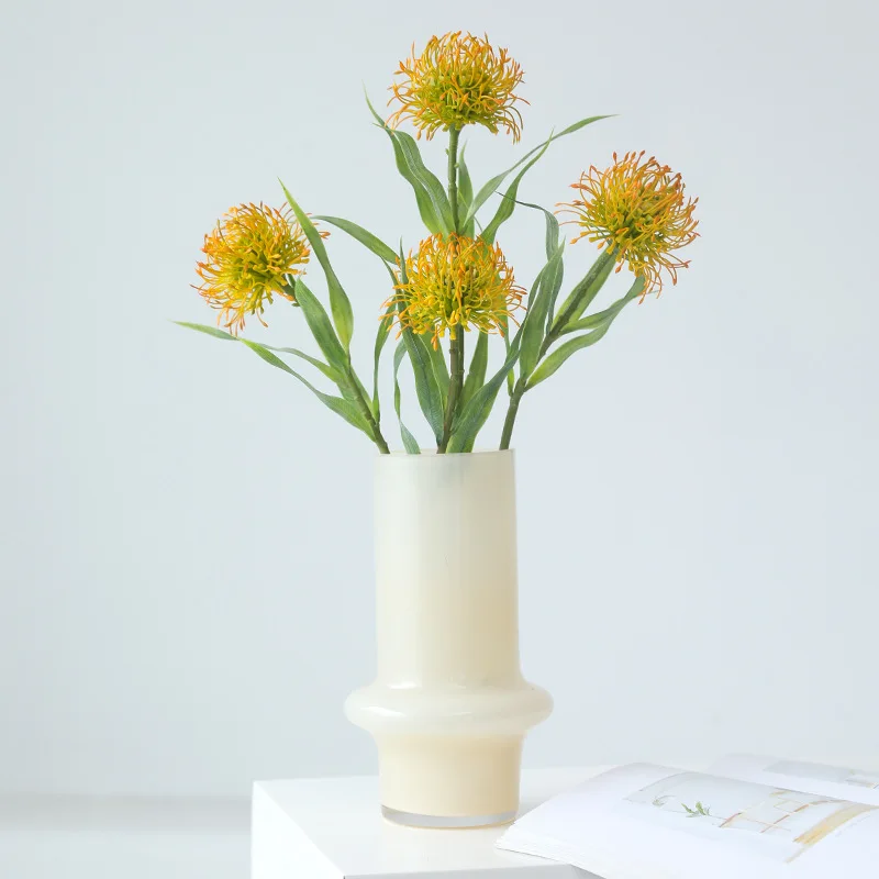 5Pcs Pincushion Flower Artificial Plastic Flowers Wedding Decoration Home Party Floral Accessories Photography Props