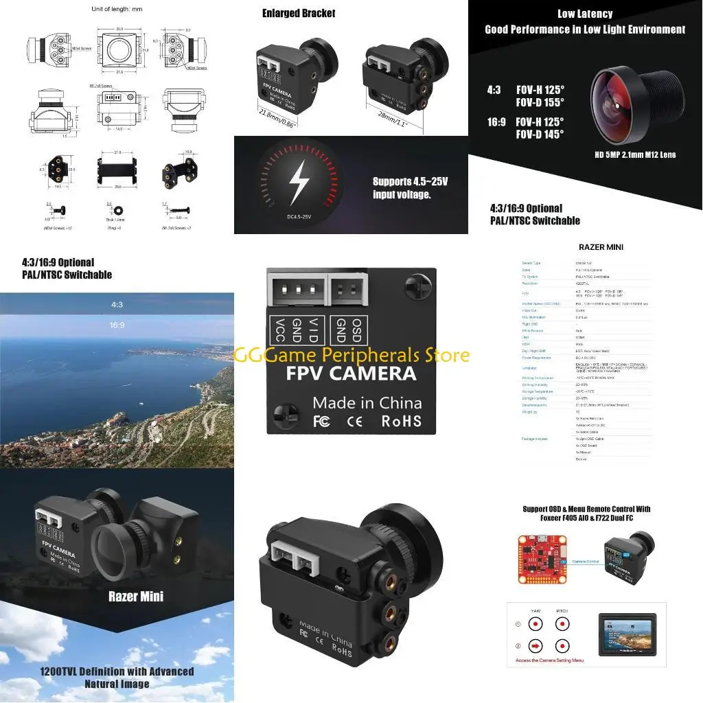 

U55B Mini 1200TVL Camera 2.1/1.8mm 4:3/16:9 Multi Format Support NTSC Switchable