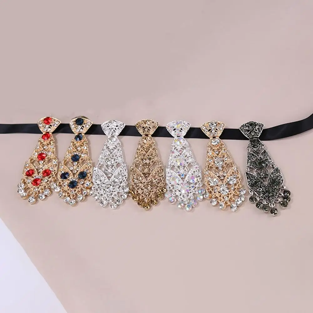 Fashion Metal Rhinestone Neck Tie For Men Women Necktie Men's Collar Wedding Dress Collar Gentleman Suit Shiny Crystal Tie