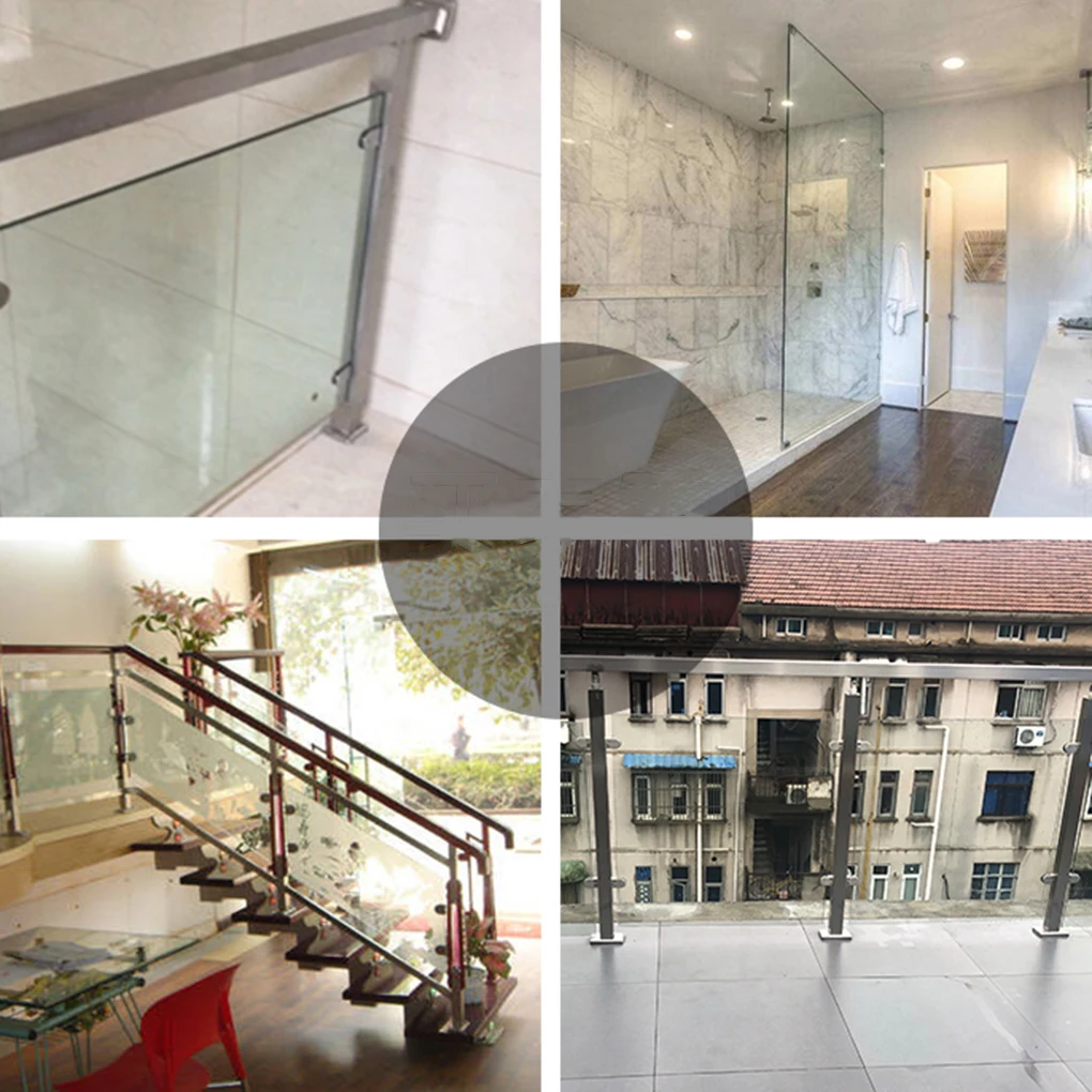 4pcs Glass Clamp 201 Stainless Steel Adjustable Staircase Handrail Glass Fence Clamp Bracket