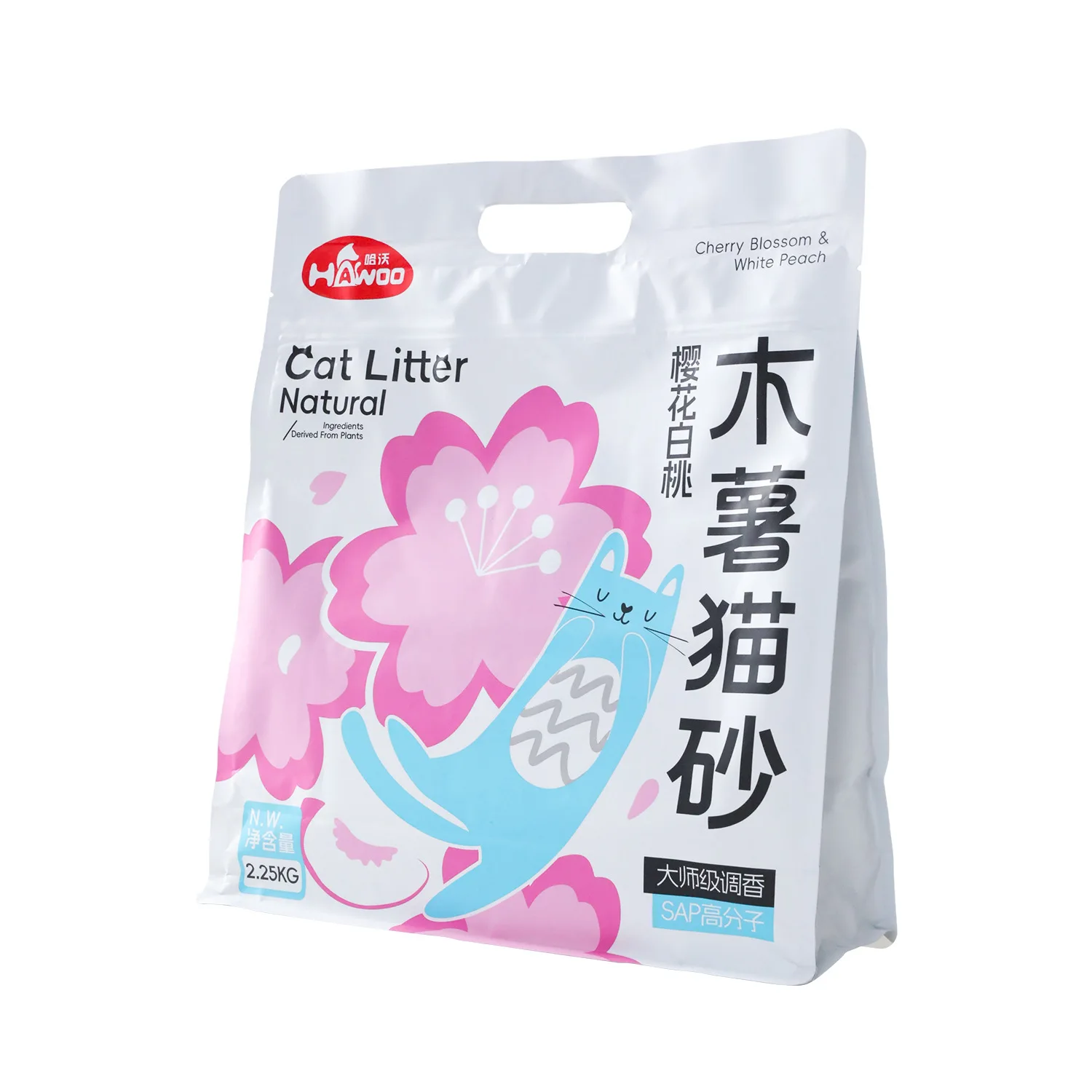 Litière pour chat à manioc pur fleur de cerisier litière pour chat aromatisée à la pêche blanche désodorisante et dépoussiérage 이 