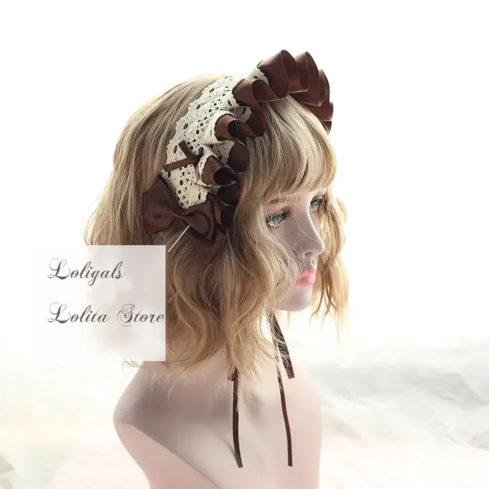 Sweet Ruffled Lolita Bonnet Lace Trimmed Headband