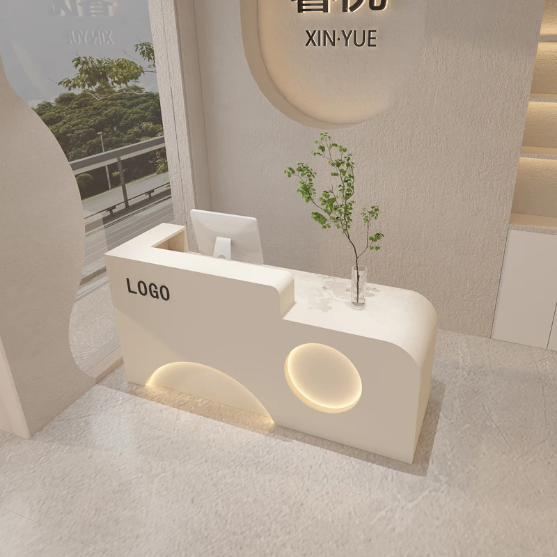 

Reception White Reception Desks Light Luxury Modern Counter Display Reception Desks Commericial Elegant Bureau Office Furniture