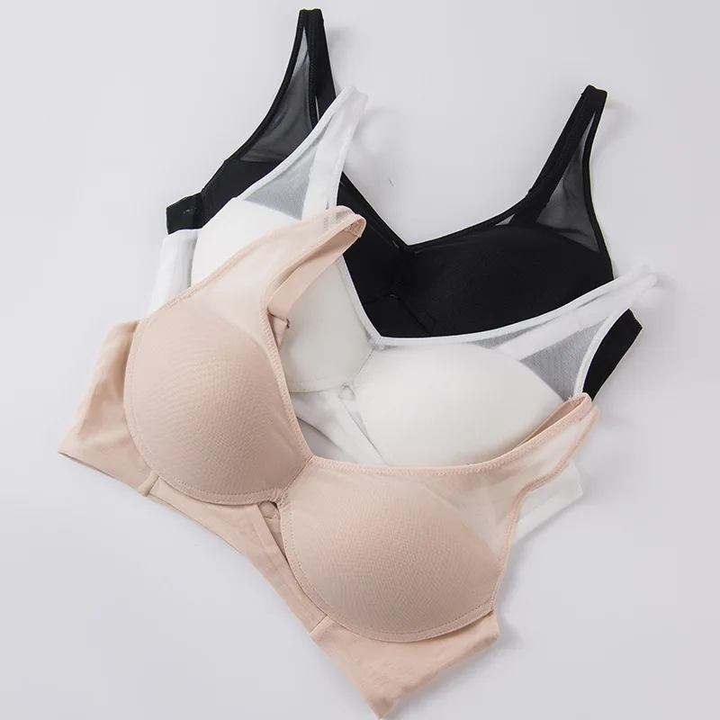 BirdTree, fodera 100% vera seta raccogliere reggiseno, donna rete senza ferretto, biancheria intima sottile traspirante francese, 2024 primavera