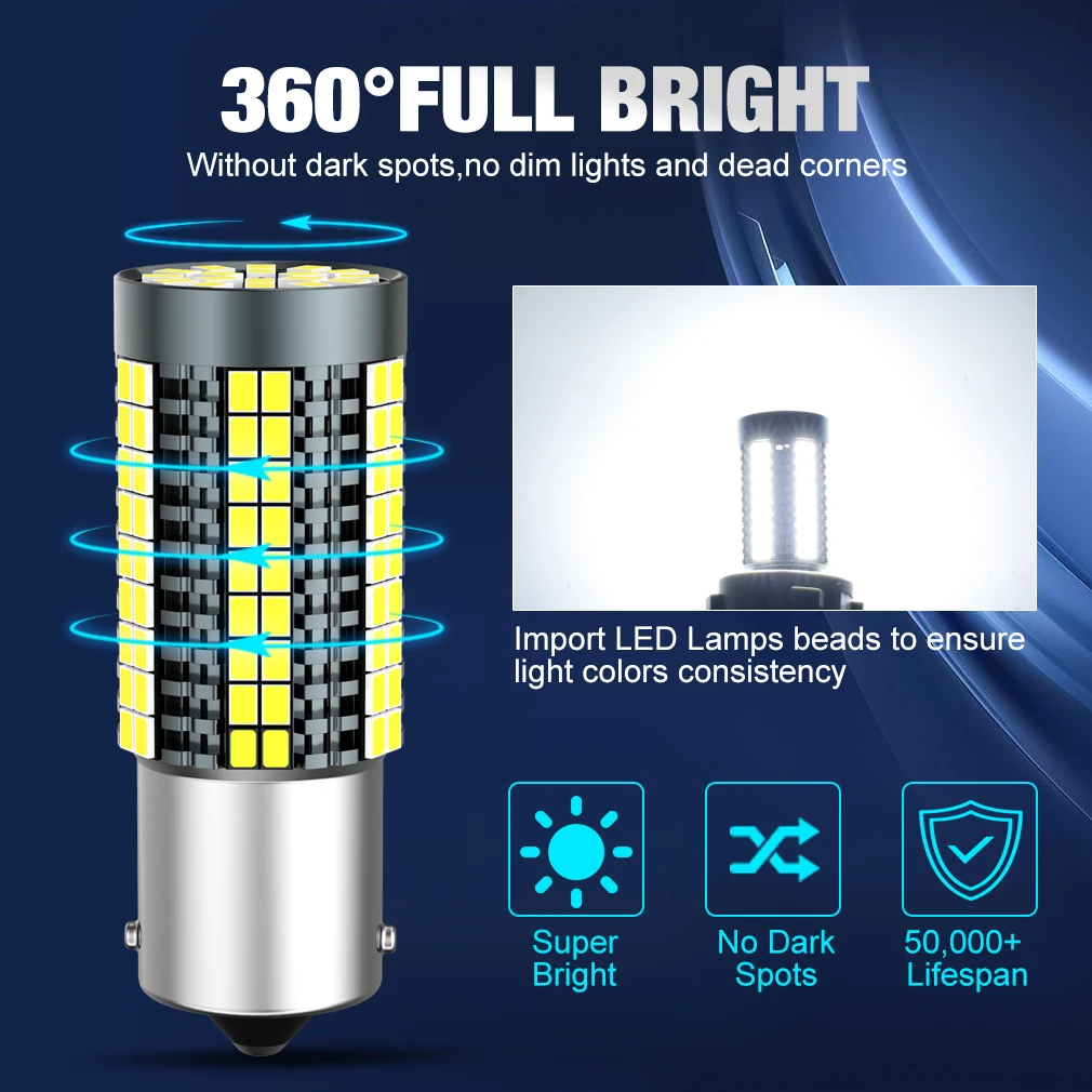 P21W Led 1156 BA15S BAU15S PY21W 1157 BAY15D P21/5W R5W R10W T20 7440 W21W P21/5W 7443 W21/5W LED Bulbs Car DRL Signal Lights view 3
