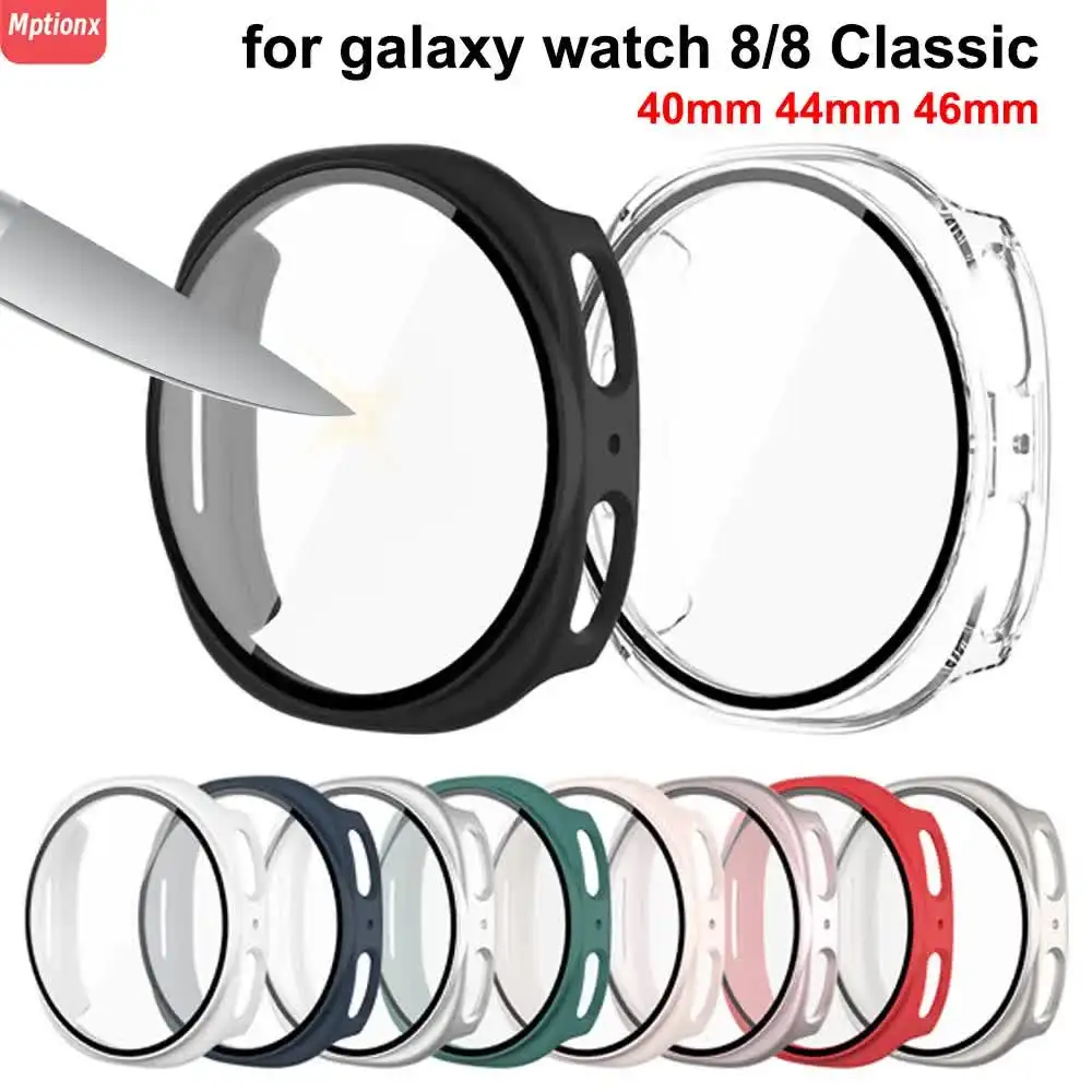 Tempered Glass+Case for Samsung Galaxy Watch 8 44mm 40mm Full PC bumper Cover Screen Protector Galaxy Watch 8Classic Accessories