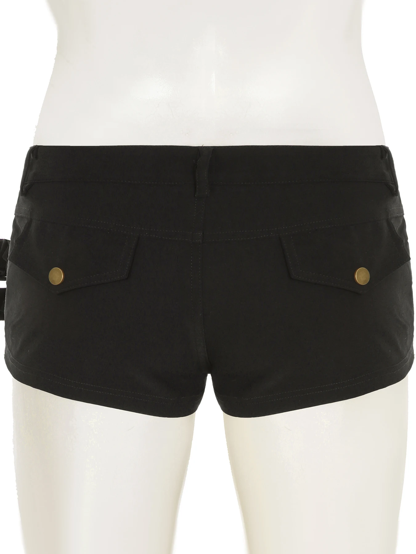 IAMSURE Donker Effen Super Mini Shorts Met Sjerpen Y2K Sexy Slanke Lage Taille Shorts Dames 2025, Zomer Mode Streetwear Dames