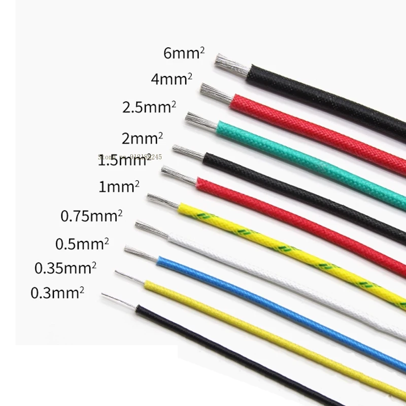 1~10Meters Heat Resistant Silicone Wire Glass Fiber Braided Cable Tin plated copper insulated high-temperature Heat Element Line