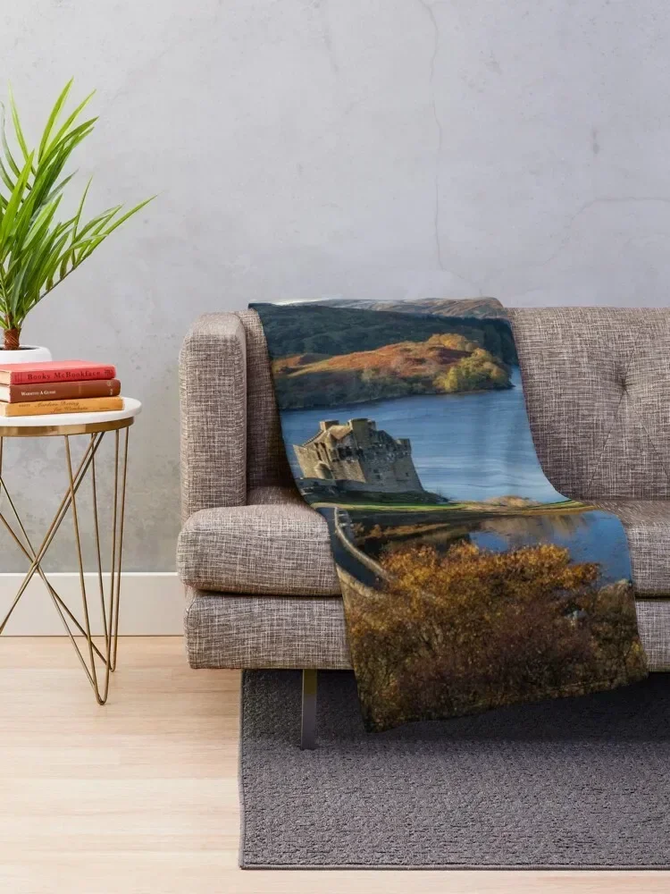 Isle of Skye and Eilean Donan Castle in Autumn. Scotland Throw Blanket valentine gift ideas Decoratives for sofa Blankets