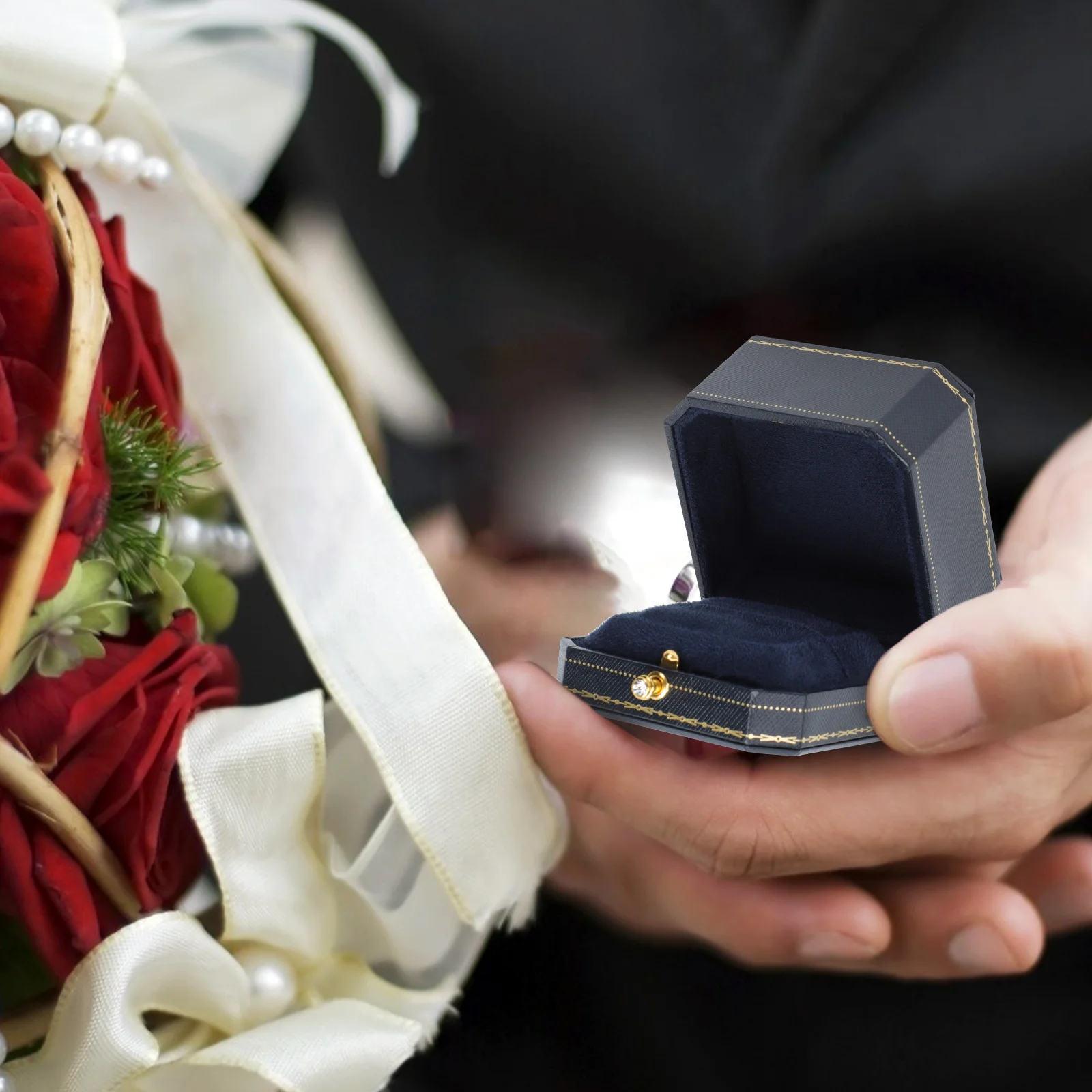 

Jewelry Storage Box Ring Holder Necklace Case Bracelet Organizer Wedding Proposal Gift Packaging Display Container Elegant Ring