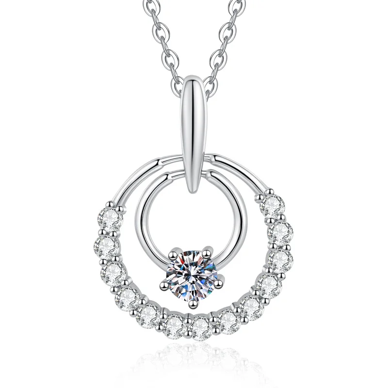 

XL556 Lefei Fashion Luxury Classic Moissanite Color D Doulbe Circle Necklace For Charms Women s925 Sterling Silver Party Jewelry