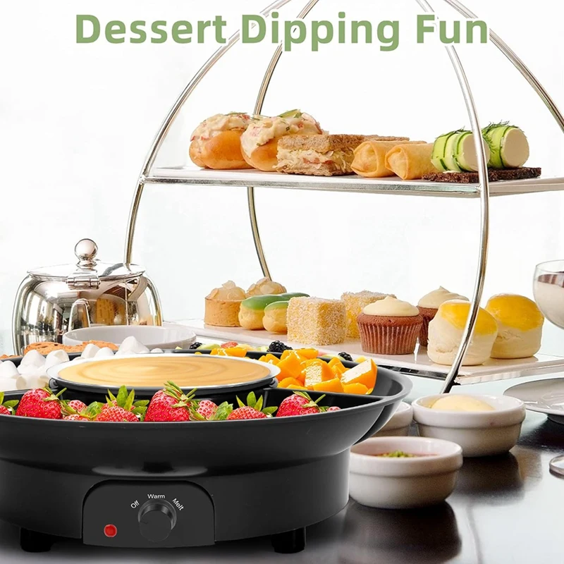 Электрический горячий горшок Электрический набор фондю, с вилкой, горшок для плавления шоколада, плавильный горшок для фондю для плавления шоколада, вилка стандарта США, черный