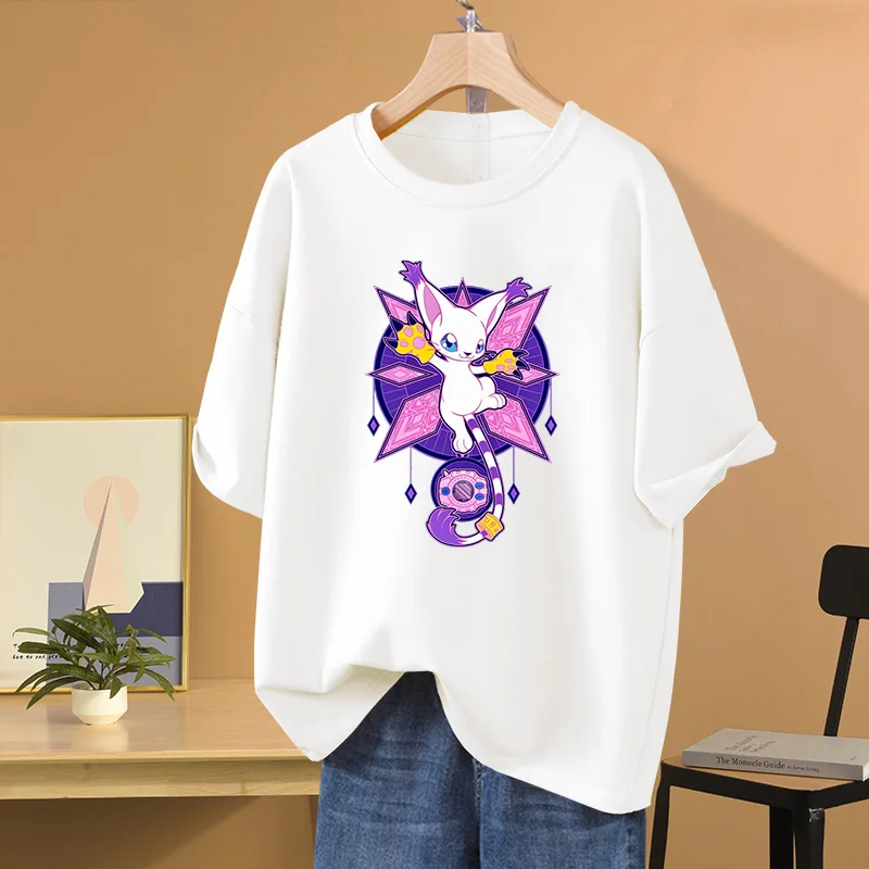 

Anime Digimon T-shirt Tailmon printed casual sports street male and female student role-playing clothing T-shirt