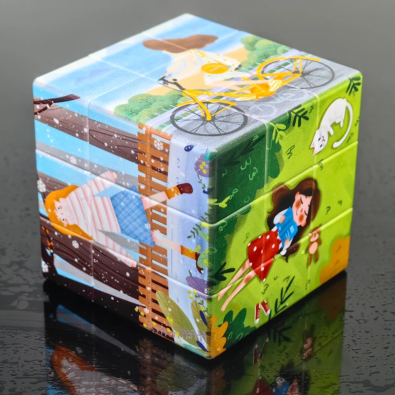 Piękny rysunek do drukowania 3/3C 3x3 magiczne 3x3x3 warstwy Speed Cube profesjonalne Puzzle dla dzieci