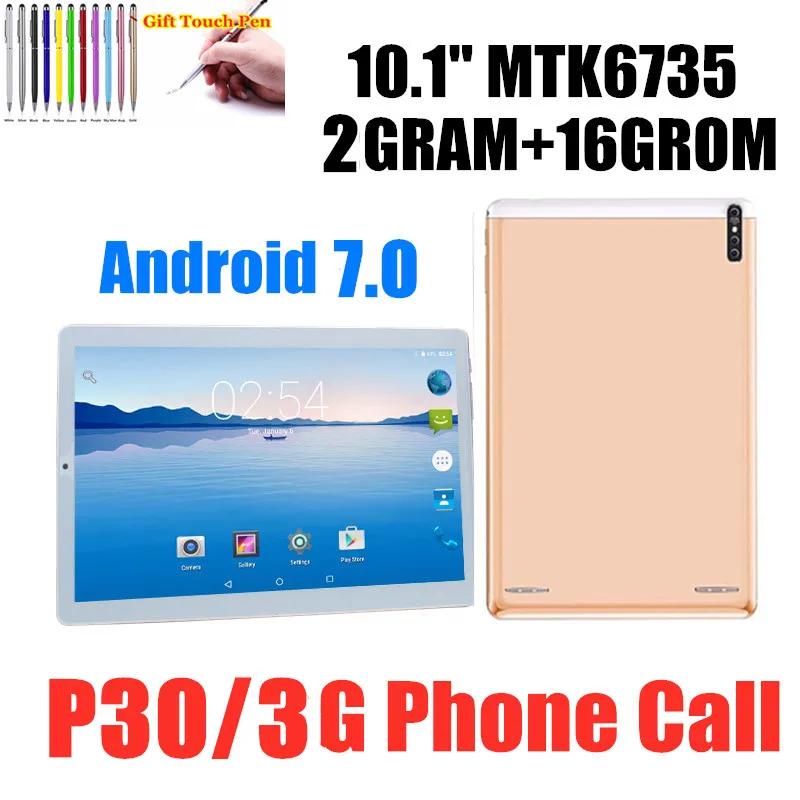 Newest P30 Android 7.0 Phone Call 10.1 INCH Tablet PC 2GB DDR3+16GB MTK 6735 Quad Core 1280*800 IPS 4000mAh Battery Dual SIM 3G