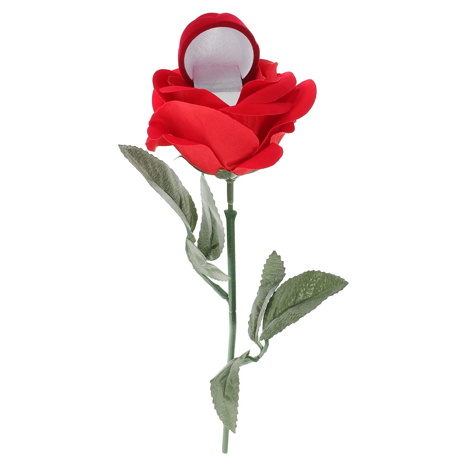 

Rose Shaped Ring Box Flocked Jewelry Display Case For Proposal Wedding Anniversary Valentine'S Day Gift Presentation Box