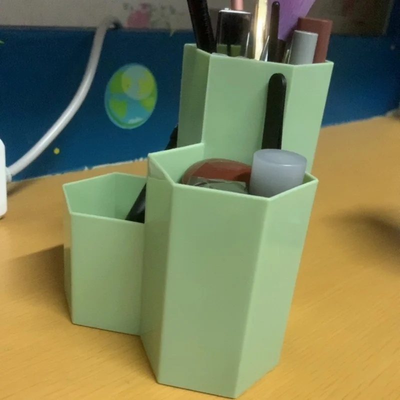 Pen Holder 4 Compartments Step Design Desktop Storage Box Home Office Children Stationery Brush Pencil Organizer Pen Container
