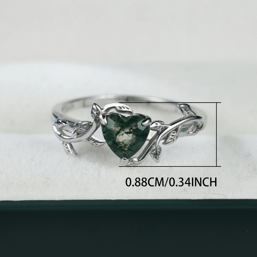 S925 Sterling Silver Ring Heart Shaped Watergrass Maple Rings for Women Fashion Luxury Design Sense Vine Water Drop Ring