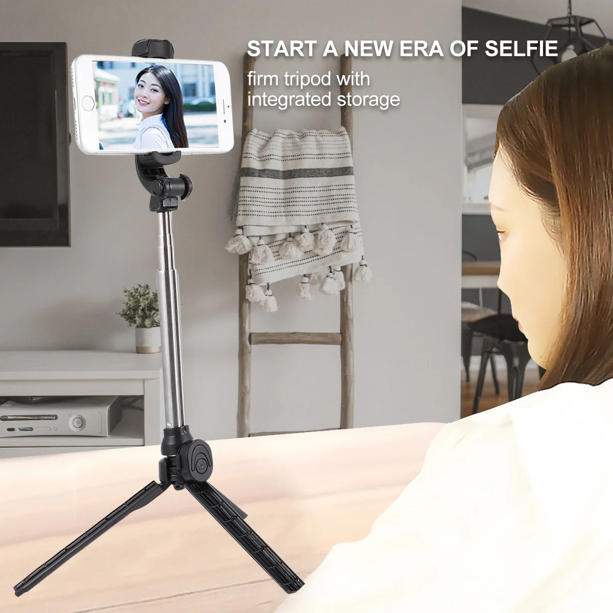 

Multipurpose Selfie Stick Tripod Black 76Cm Professional 2 in 1 Phone Holder Clip Stand Wireless Remote Portrait Photography