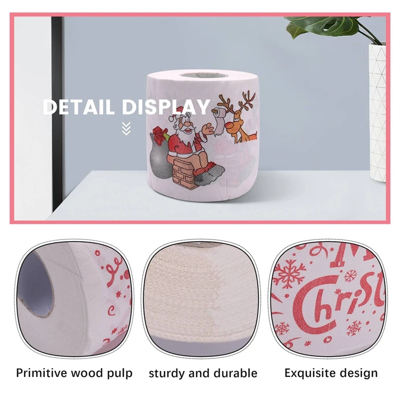 Promotion! 5 Styles Santa Claus Paper Roll Tissue Paper Towels Christmas Decorations Xmas Santa Office Room Toilet Paper 5 Roll