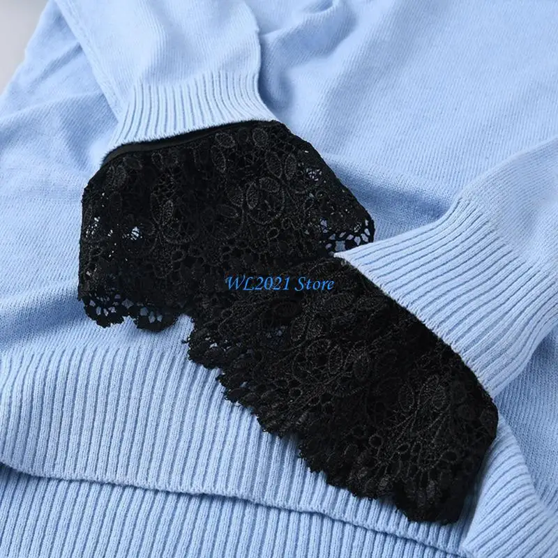 

G5GC Removable Lace Flower Pattern Sleeves Woman Hollow Cuffs for Skirt Decorative