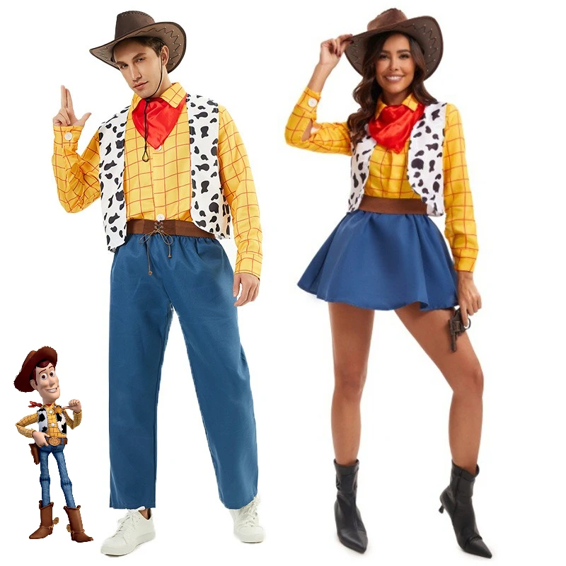 ชุดคอสเพลย์คาวบอยตะวันตกแบบวู้ดดี้สำหรับผู้ใหญ่ เด็ก ผู้ชาย ผู้หญิง ของเล่น ชุดแต่งกายสำหรับเล่นบทบาทสมมติ เด็กผู้หญิง เรื่องราวภาพยนตร์ คอสเพลย์ โชว์ตะวันตก ชุดแฟนซี