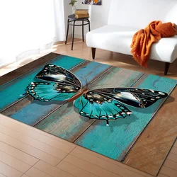 Wooden Texture Turquoise Butterfly Rugs for Bedroom Home Carpet Living Room Sofa Coffee Table Balcony Floor Mat 21065600