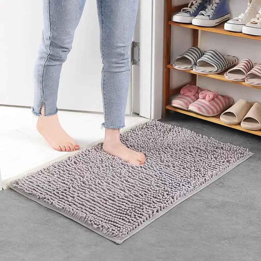 Floor Mat Quick-drying Chenille Bathroom Rug with Long Hair Anti-slip Kitchen Carpet for Bedroom Sink Absorbent Mat for Use Cozy