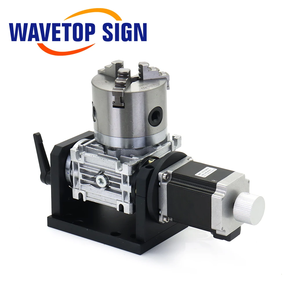 WaveTopSign Gearbox Rotary Worktable Chuck 80mm for Laser Marking Welding Cutting Machine