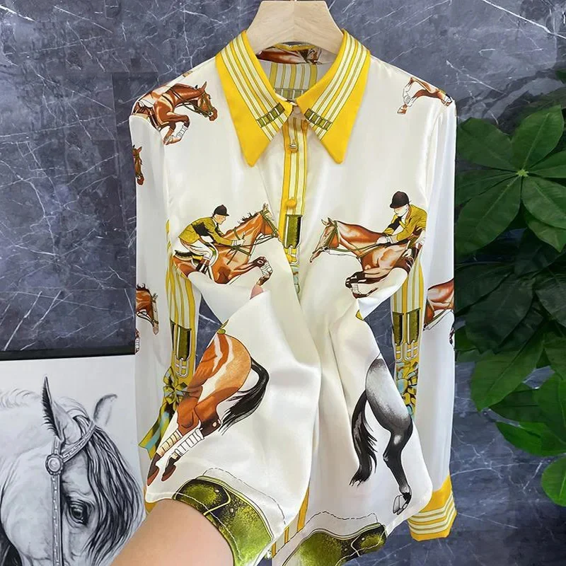 S-4XL Women Summer Shirts and Blouses 2024 Long Sleeve Turn-down Collar Spring Shirt OL Style Women Loose Blouse blusas блузка