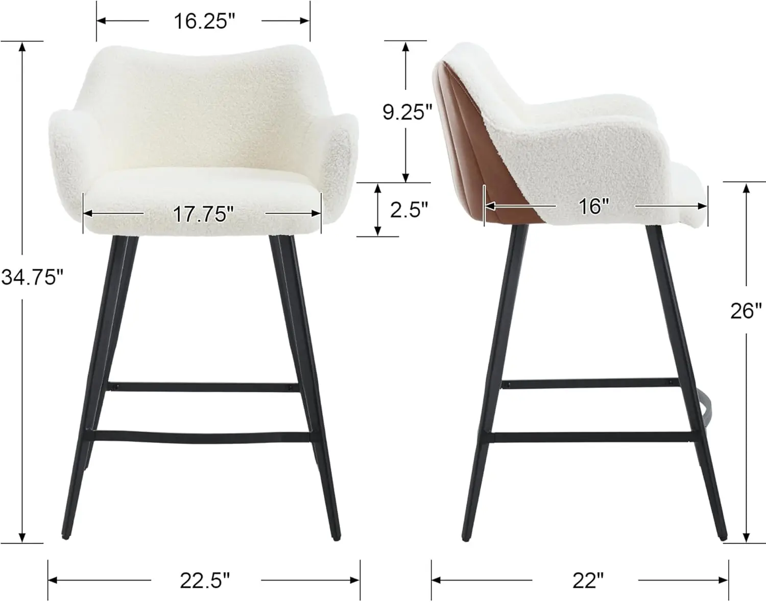 Color Block Bar Stools For Kitchen Island Barstools With Footrest Set Of 6 Counter Height Bar Stool With Back And Metal Legs