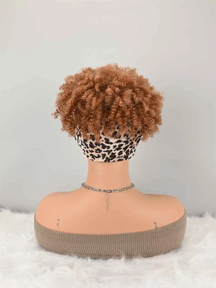 Headband Wigs For Women Afro Kinky Curly Wig With Synthetic Short Hair Wigs With Headband Attached Headwrap Wigs Kinky - Image 4