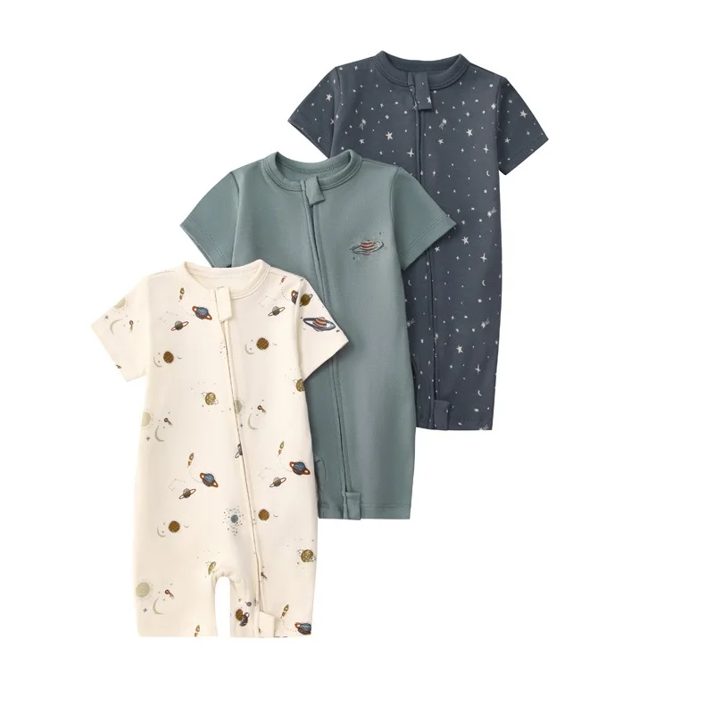 Newborn Baby Clothes Sets Summer Short Sleeve Toddler Girls And Boys Romper 100% Cotton Pajamas Infant Jumpsuit Overalls 3 PCS/L