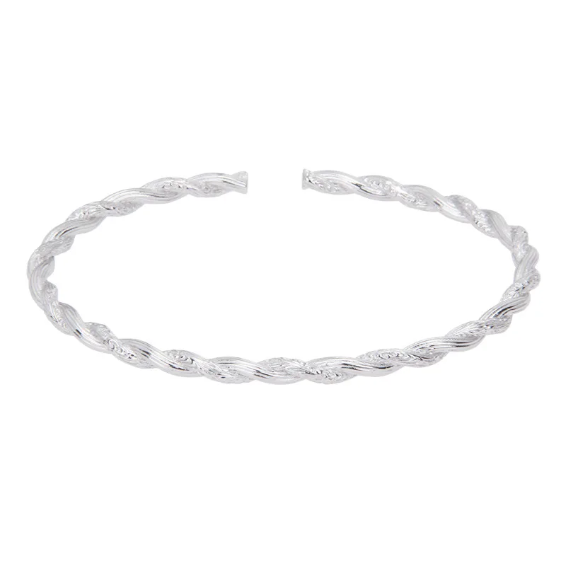 

NEW S925 Pure Silver Hand Woven Twisted Fine Minimalist Bracelet For Women's Fashion Valentine's Day Gift