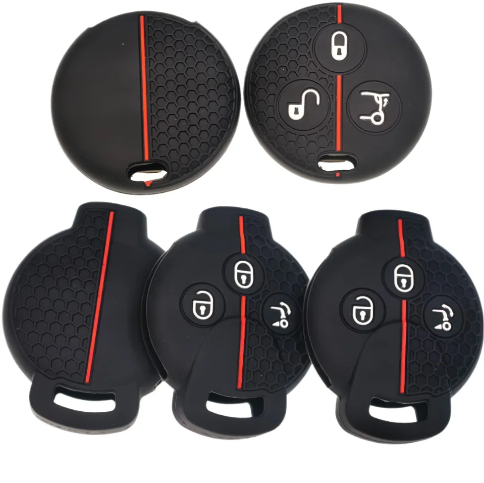 Funda de silicona de 3 botones para mando a distancia Benz Smart 450 451 Roadster Fortwo Cross blade 6 City Coupe Cabrio K Forfour
