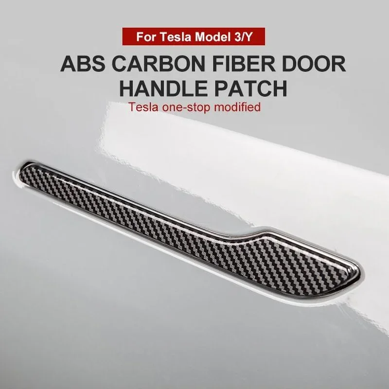 For Tesla Model 3 Model Y Model3 Carbon Fiber Black Chrome Car Door Handle Cover Trim Sticker Styling Auto Accessories