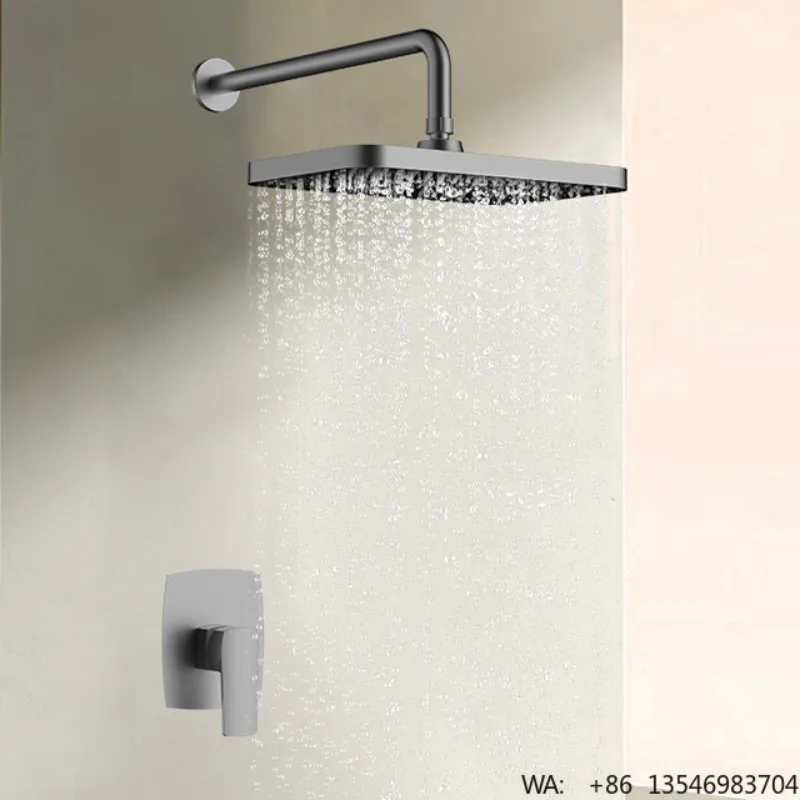 

Wall-Mounted Brass Rain Shower System Single-Handle Complete Mixer Set for Hotels with Massage Jet Pause Spray Patterns