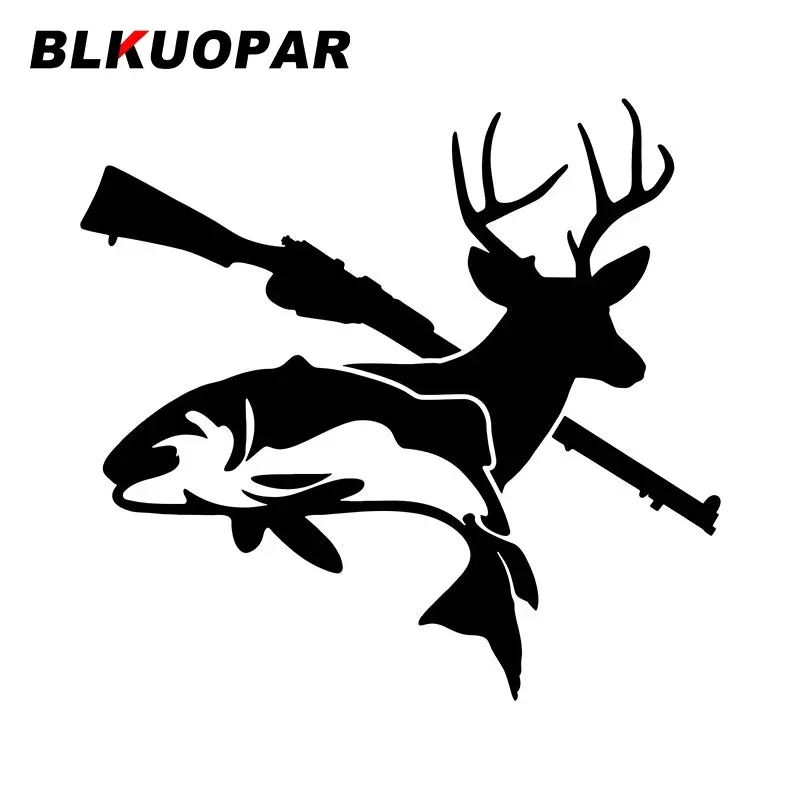

BLKUOPAR Fish Deer Gun Funny Car Stickers Personality DIY Decal Vinyl Scratch-Proof Refrigerator Graphics Surfboard Car Goods