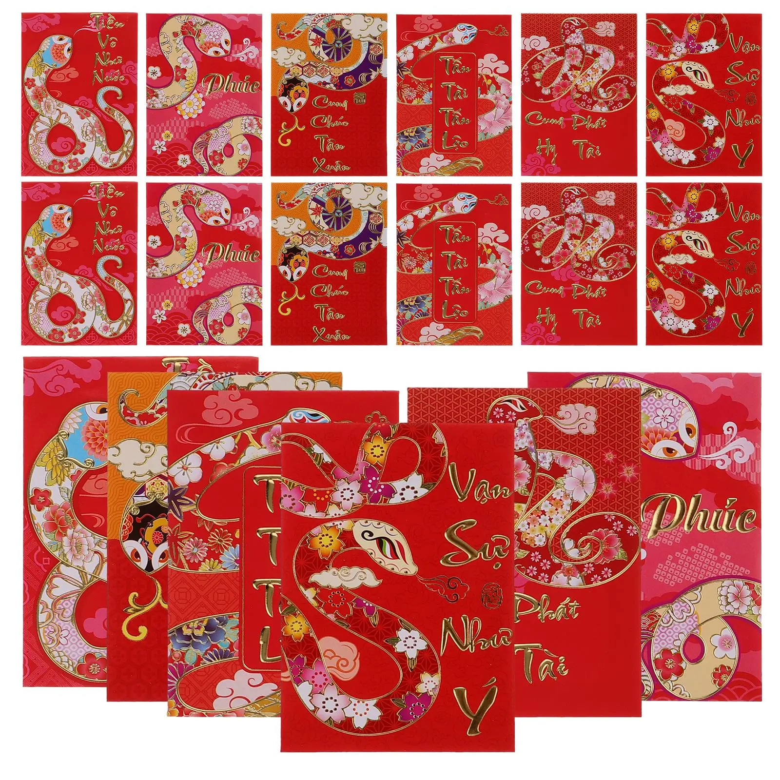 

30pcs Chinese New Year Red Envelope 2025 Snake Year Red Pouch Chinese Zodiac Traditional Lucky Envelope Spring Festival Supplies