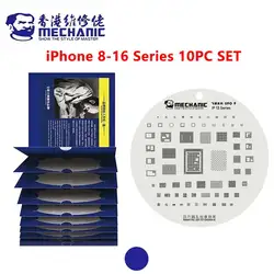 Mechanic 10 in 1 UFO Series High Temperature Resistance Quare Round Hole BGA Reballing Steel Stencil for iPhone 8-16 Series tool