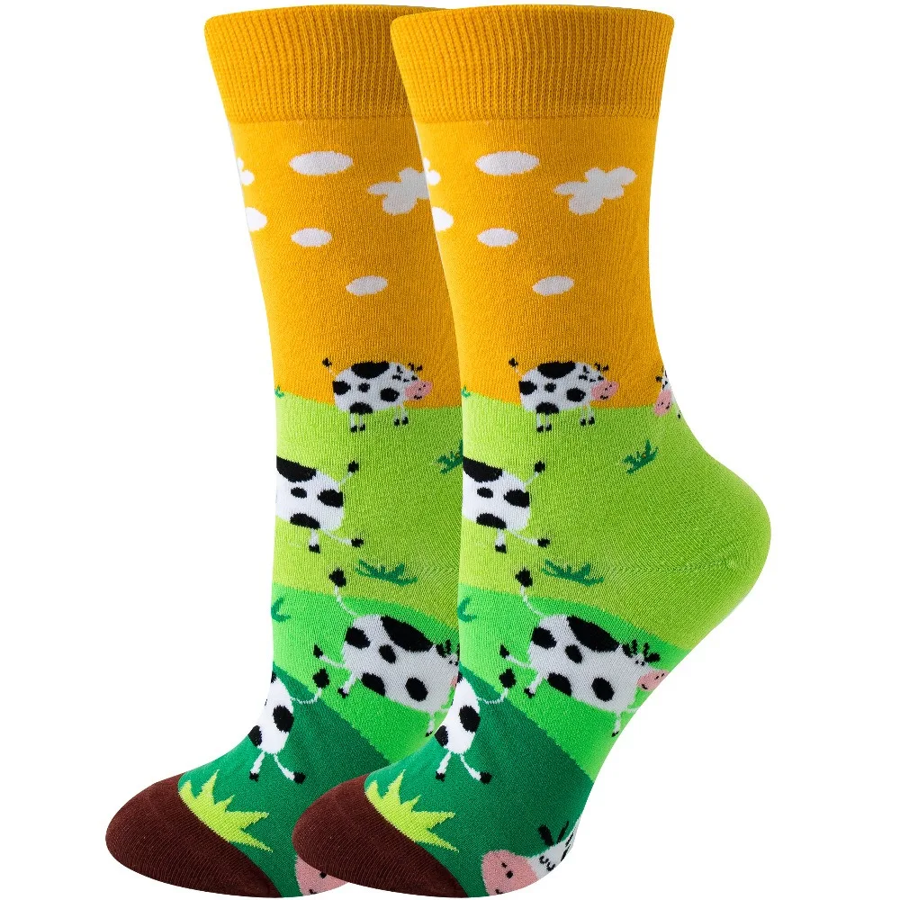 Women Designer Fashion Funny Creative Middle Tube Cotton Woman Colorful Cute Pattern Animal Plant Sports Sock Wonder Socks Gift