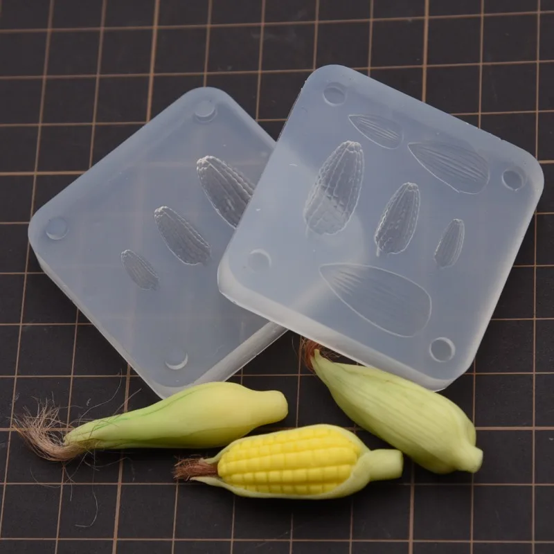 Mini 3D Corn Silicone Mold Simulation Vegetable Resin Clay DIY Handmade Doll House Mini Food Play Decorative Clay Tool