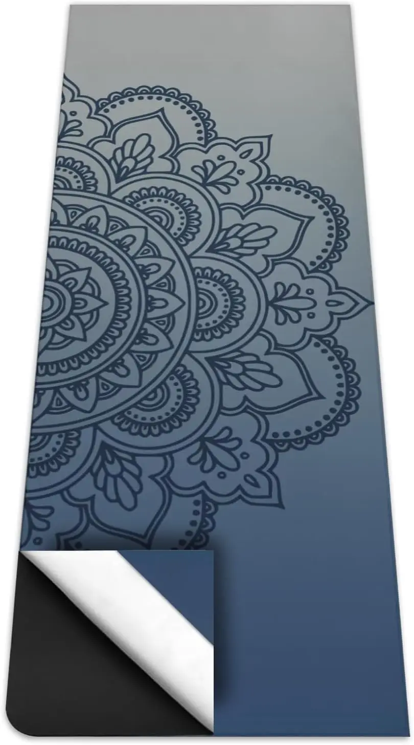

Полотенце для йоги Mandala Blue Flower с угловыми карманами, нескользящее и впитывающее пот, для горячей йоги, тренировок в спортзале, в комплекте с дорожной сумкой