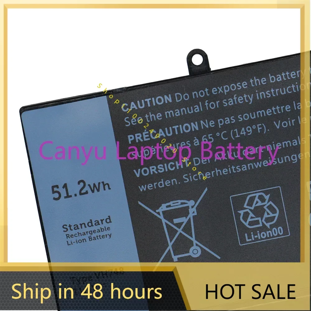 

2024 Battery VH748 For Vostro 5560 5460 5470 V5480 14-5439 5480 0VH748 V5460D-1308 V5460D-1318 5470D-1328 P41G 51.2Wh New