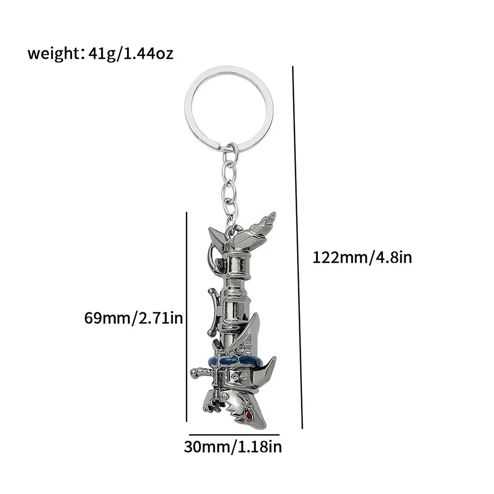 Anime Jinx Cosplay Keychain Game Lol Unisex Metal Cannon Shape Pendant Key Chains Arcane Necklace Jewelry Accessories Keyrings