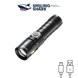 Smiling Shark SD5247 Super Bright Zoomable Flashlight, Rechargeable Torch,with Power Bank Function, for Outdoor Camping, Hiking