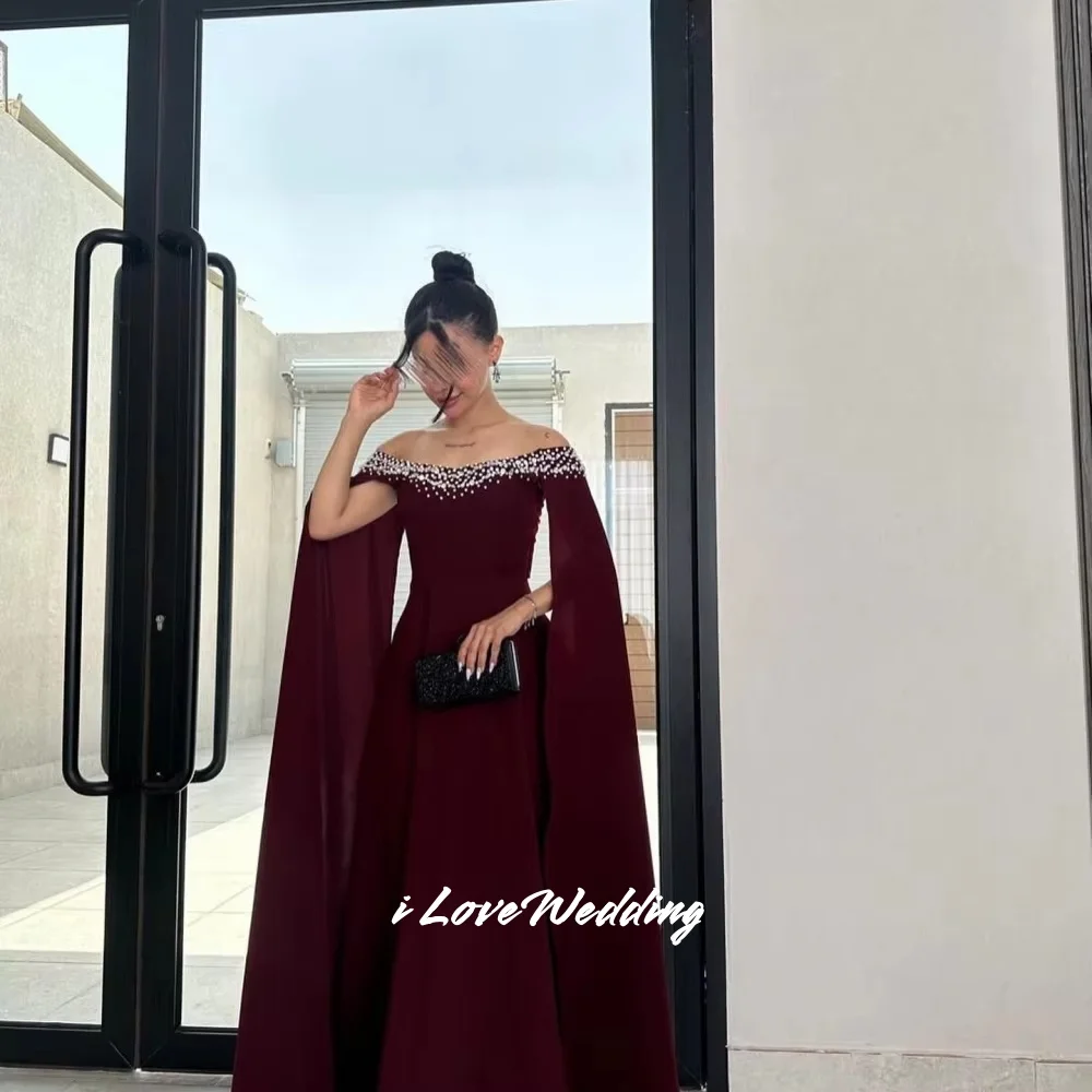 Бордовые вечерние платья без бретелек 2025 шаль из бисера трапециевидной формы длиной до пола, платья для выпускного вечера, плиссированные свадебные платья по индивидуальному заказу