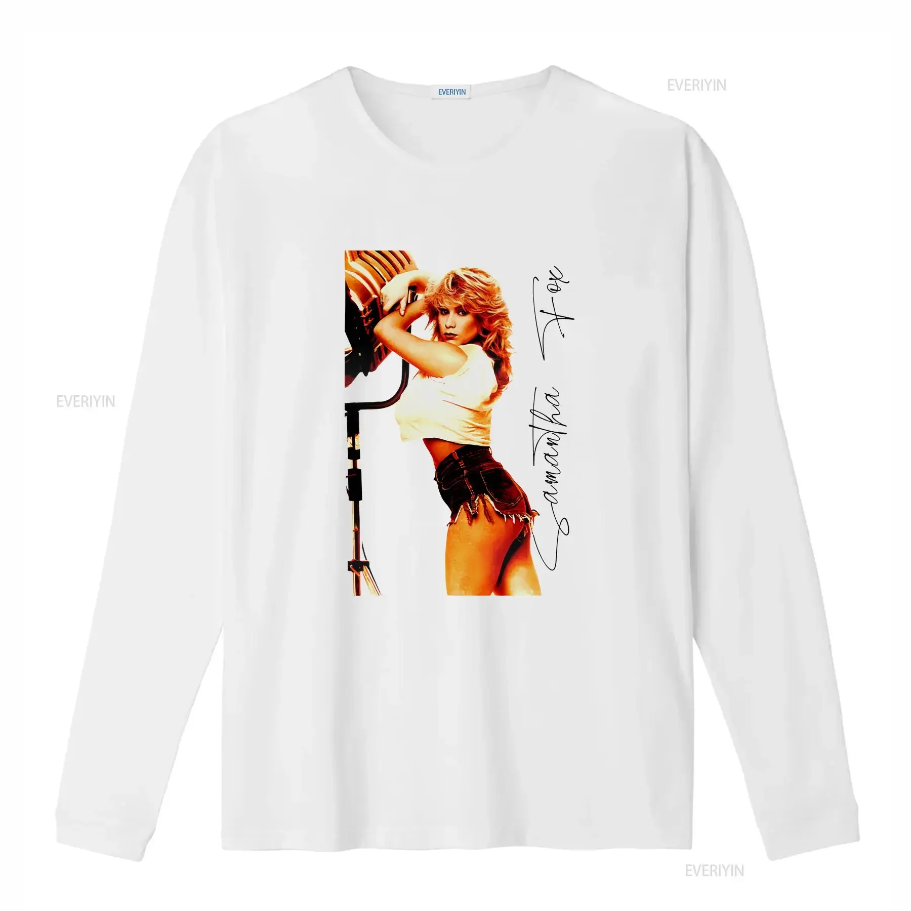 Samantha Fox For Friends White T Shirt Cotton All Size TH260 vintage Washed streetwear Top For Everyday Wear Soft fashion