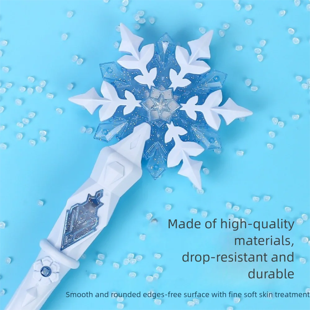 Heißer Verkauf Schneeflocke Magie Leuchtende Zauberstäbe Musik Beleuchtung Blinklicht Sticks Simulation kinder Blinkende Spielzeug Prinzessin