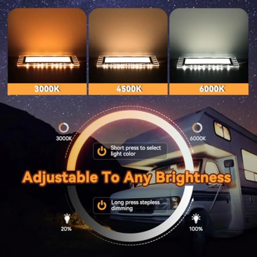 Upgrade 1800LM Bright LED RV Light Interior 3 Color Temperatures 8 Multi-Color Side Lights RV Ceiling Dome Lights for RV Camper